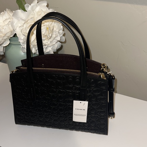 Coach Charlie Carryall in Signature Black Leather NWT - Picture 6 of 11